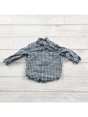 Janie And Jack Boys Gingham Check Long Sleeve Button Down Shirt 18-24 Months